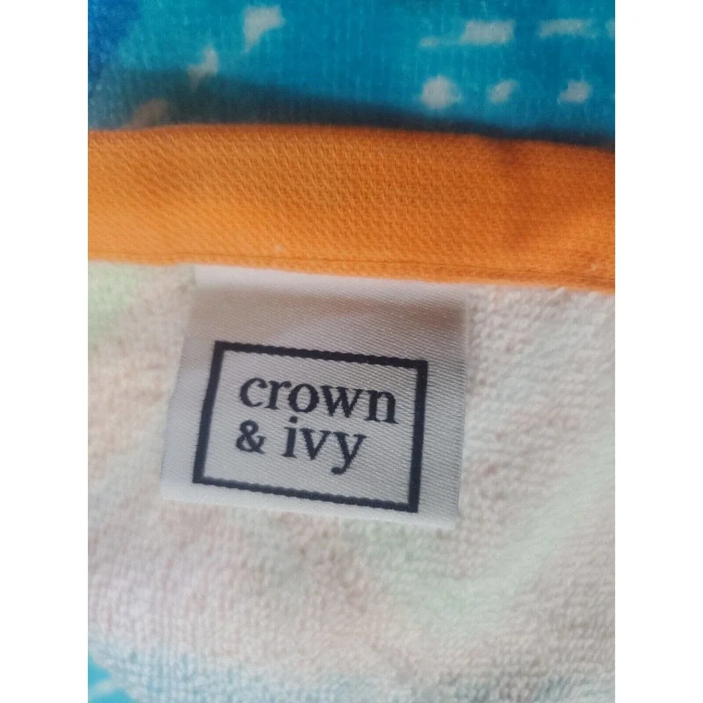 Crown & Ivy 36x72 Geo Cabana Print Multicolored Beach Towel NWT